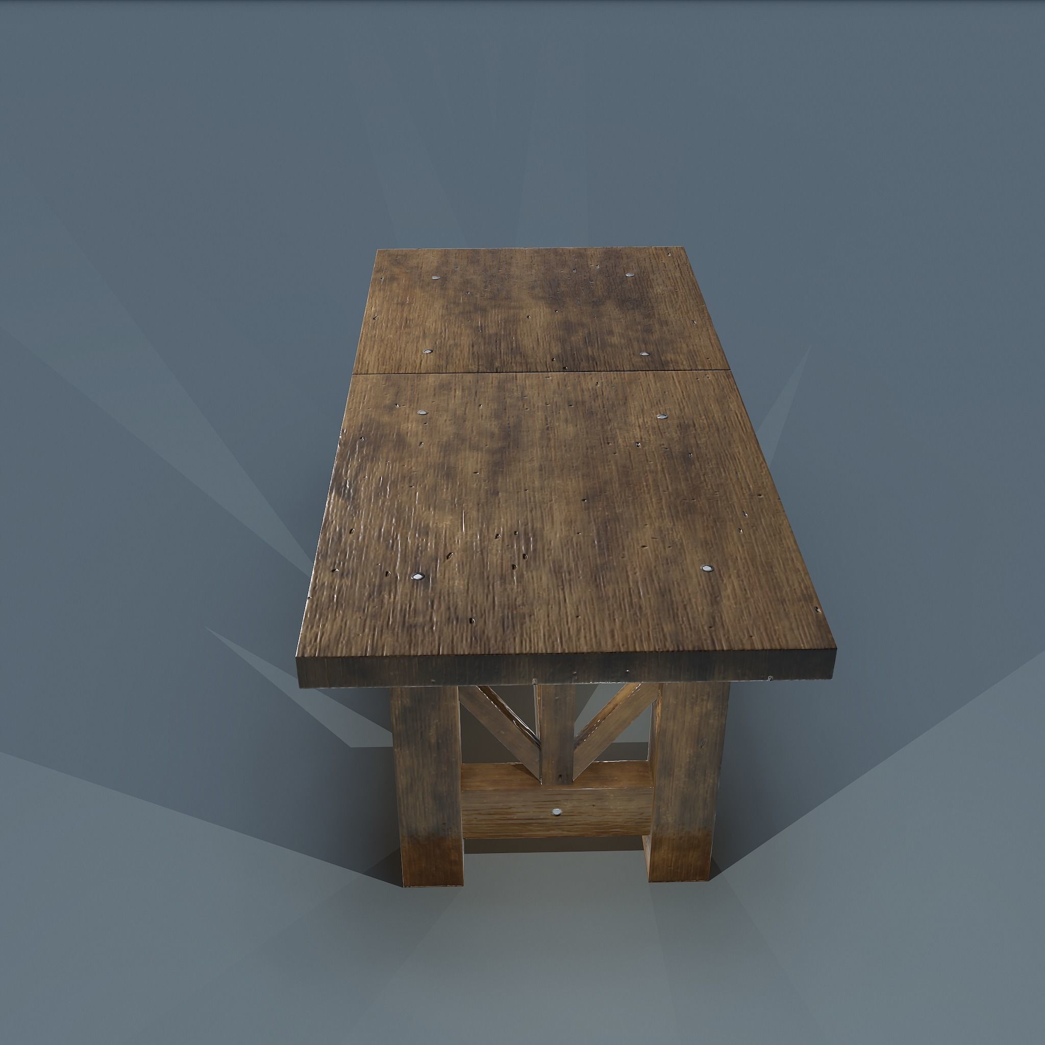 Wooden Table Low-poly 3D model_7