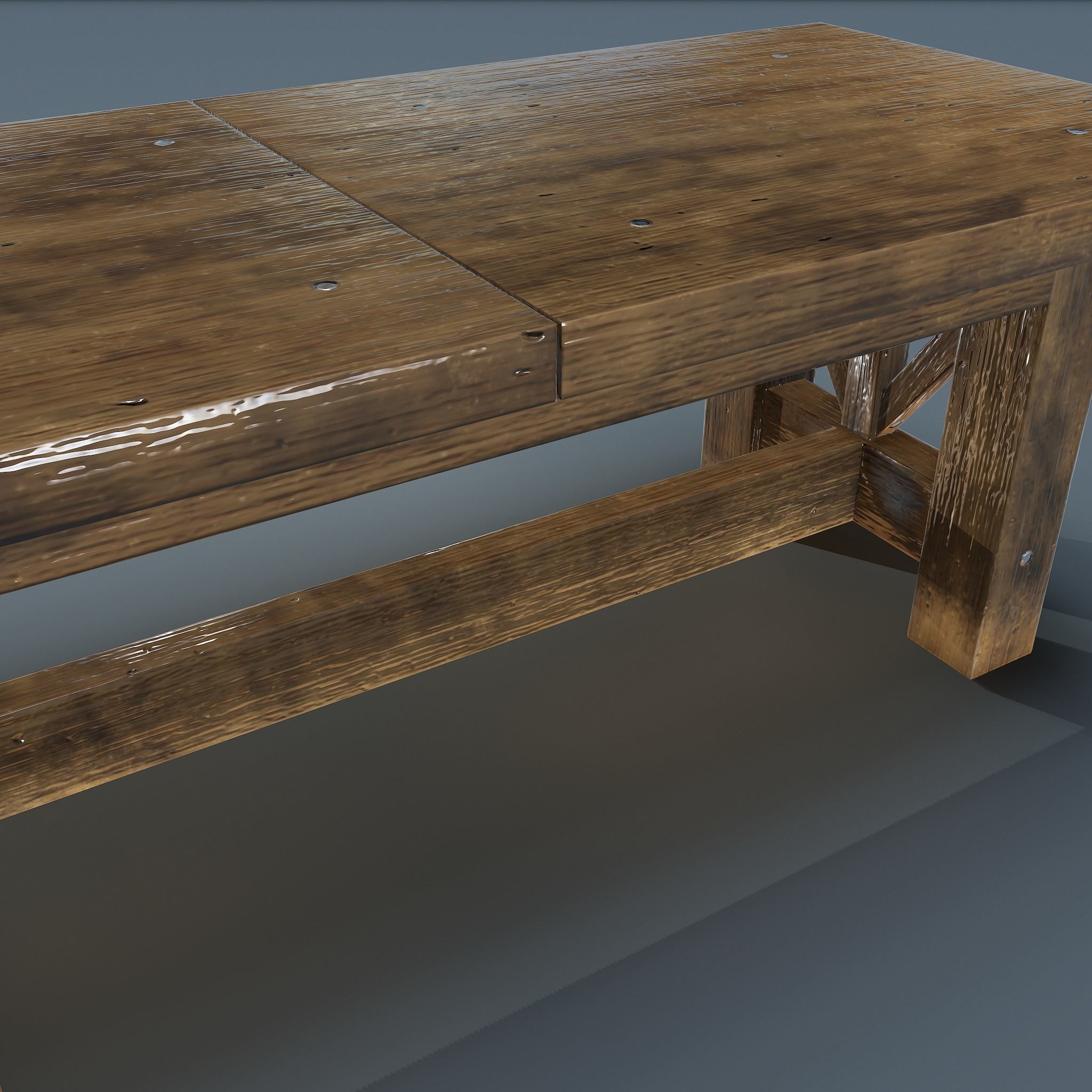 Wooden Table Low-poly 3D model_26