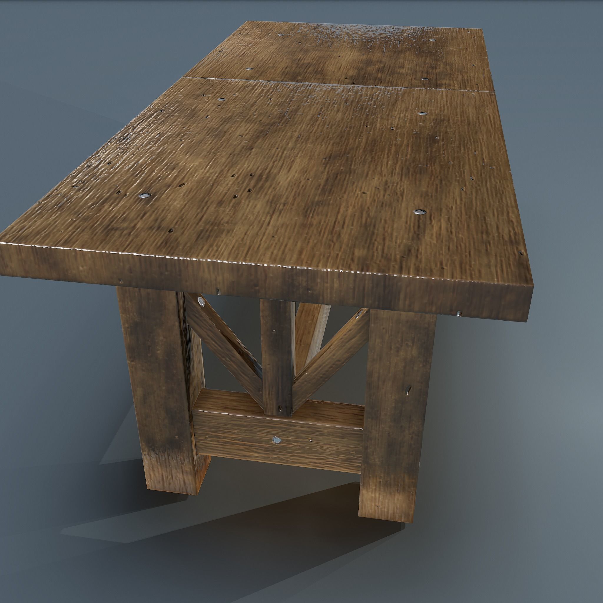 Wooden Table Low-poly 3D model_27