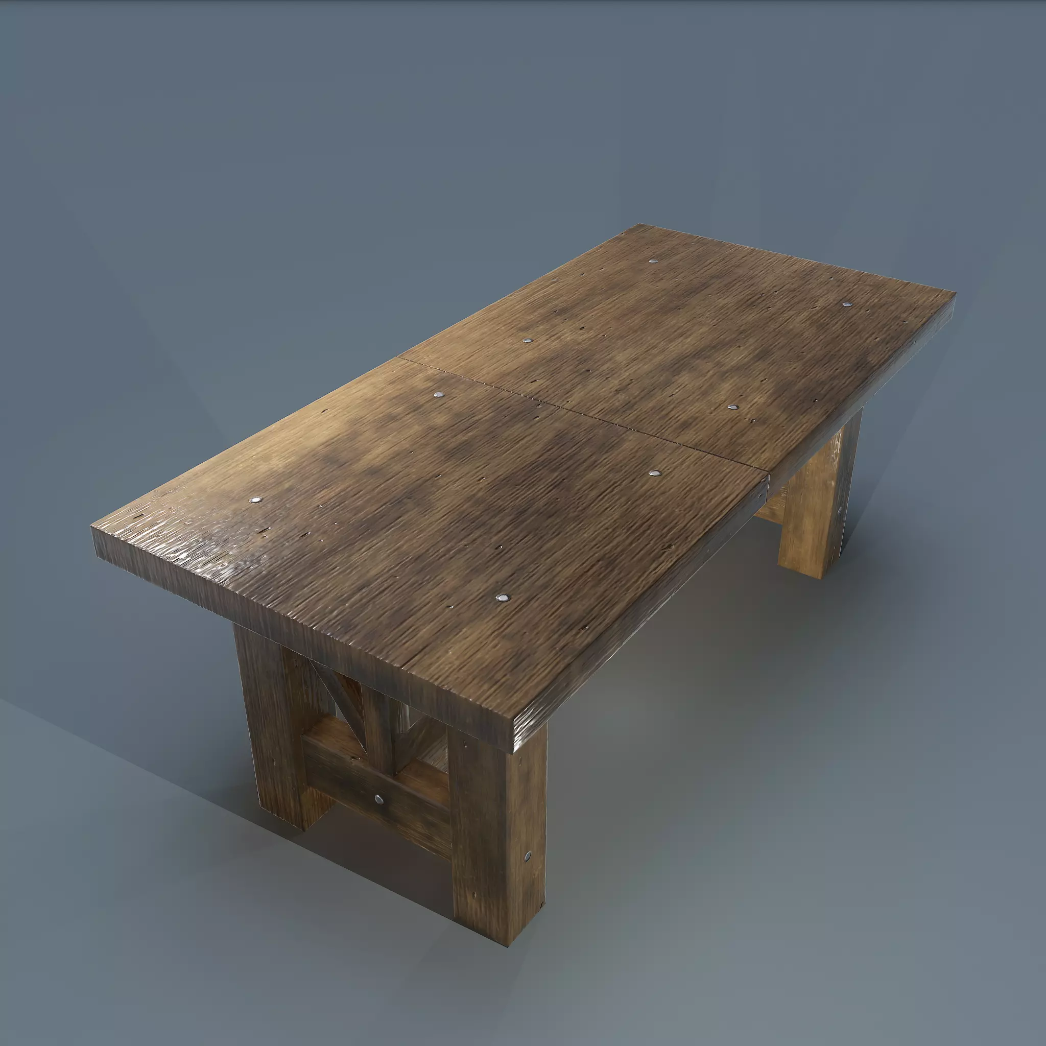 Wooden Table Low-poly 3D model_0