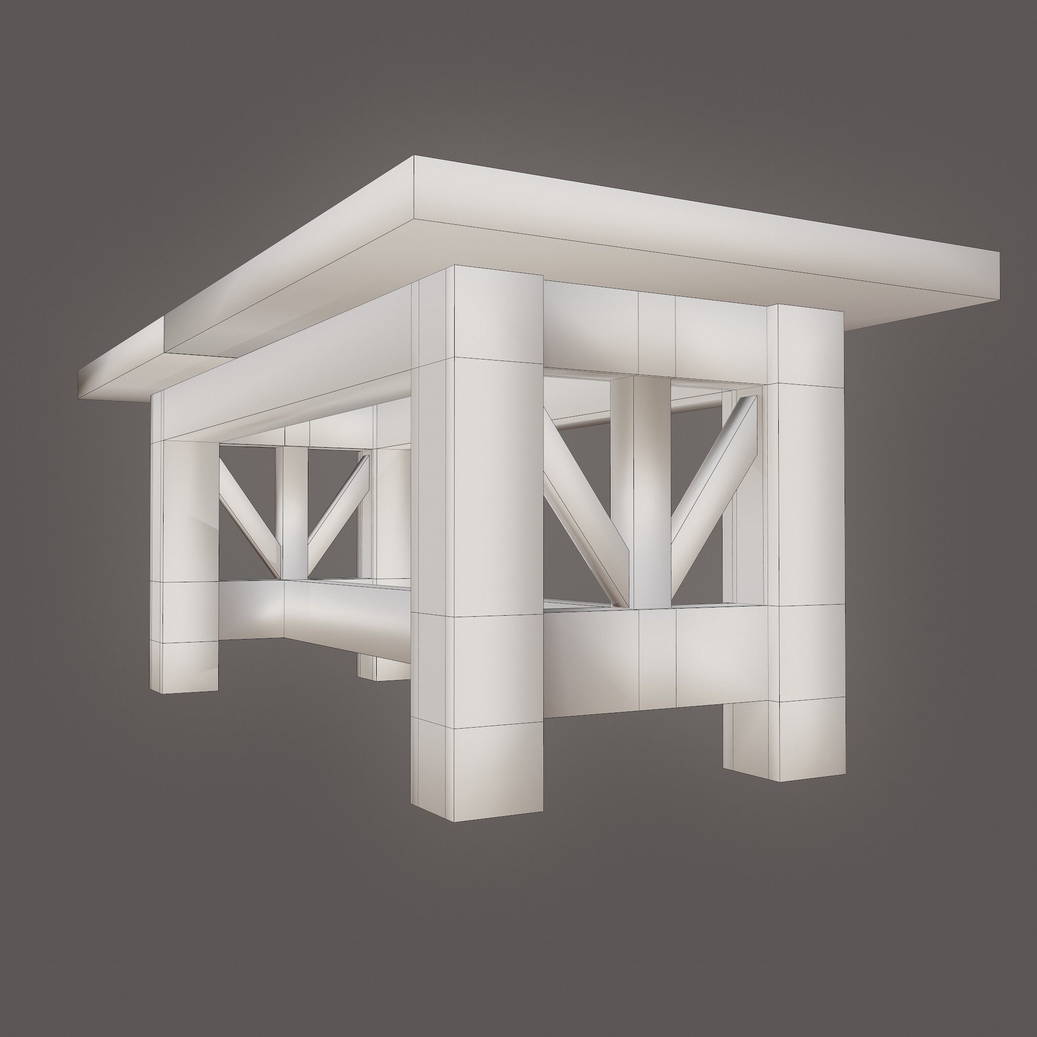 Wooden Table Low-poly 3D model_36