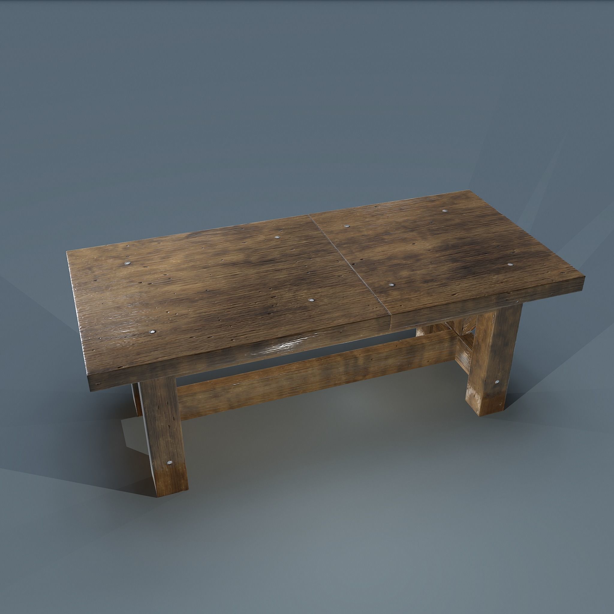 Wooden Table Low-poly 3D model_5