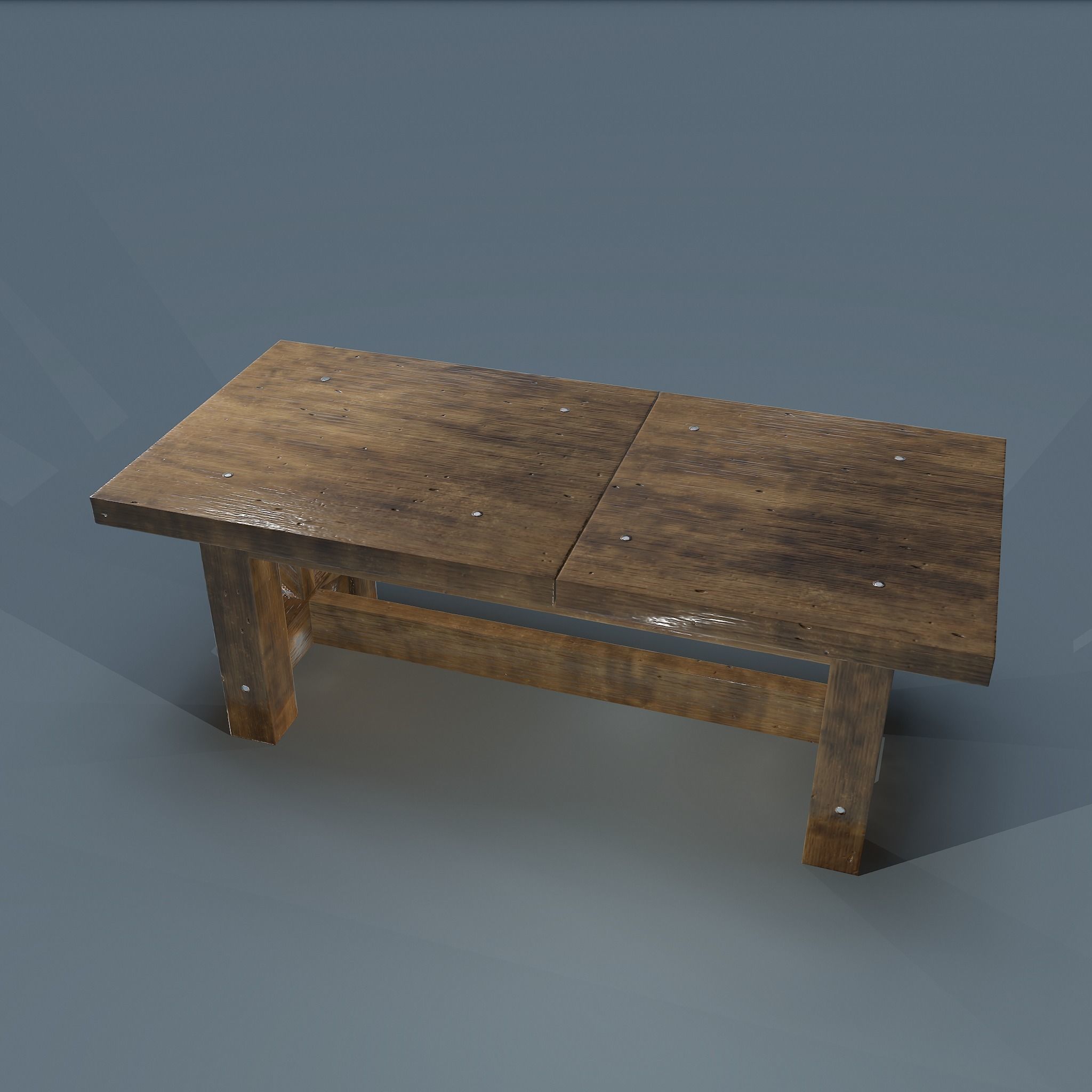 Wooden Table Low-poly 3D model_4