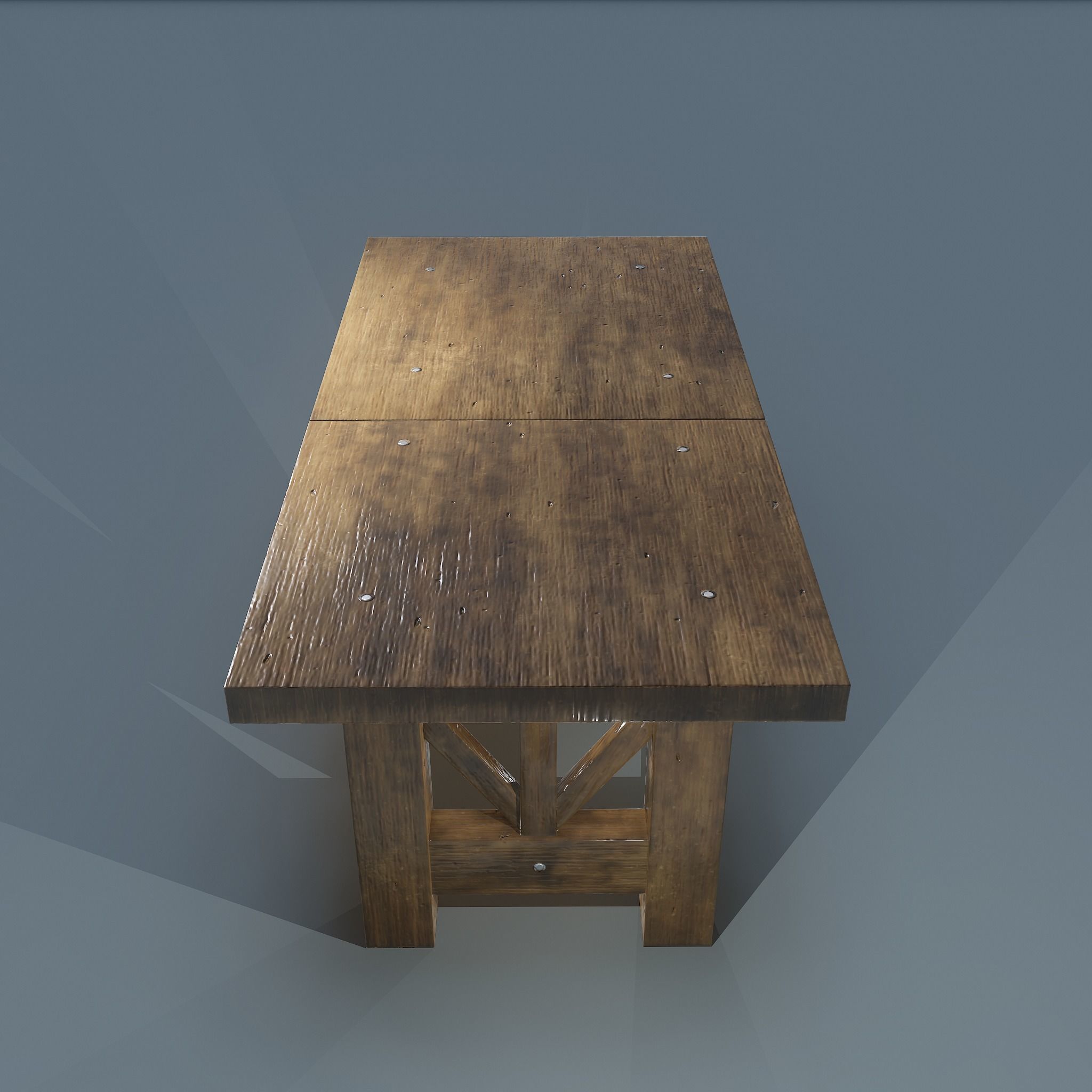 Wooden Table Low-poly 3D model_2
