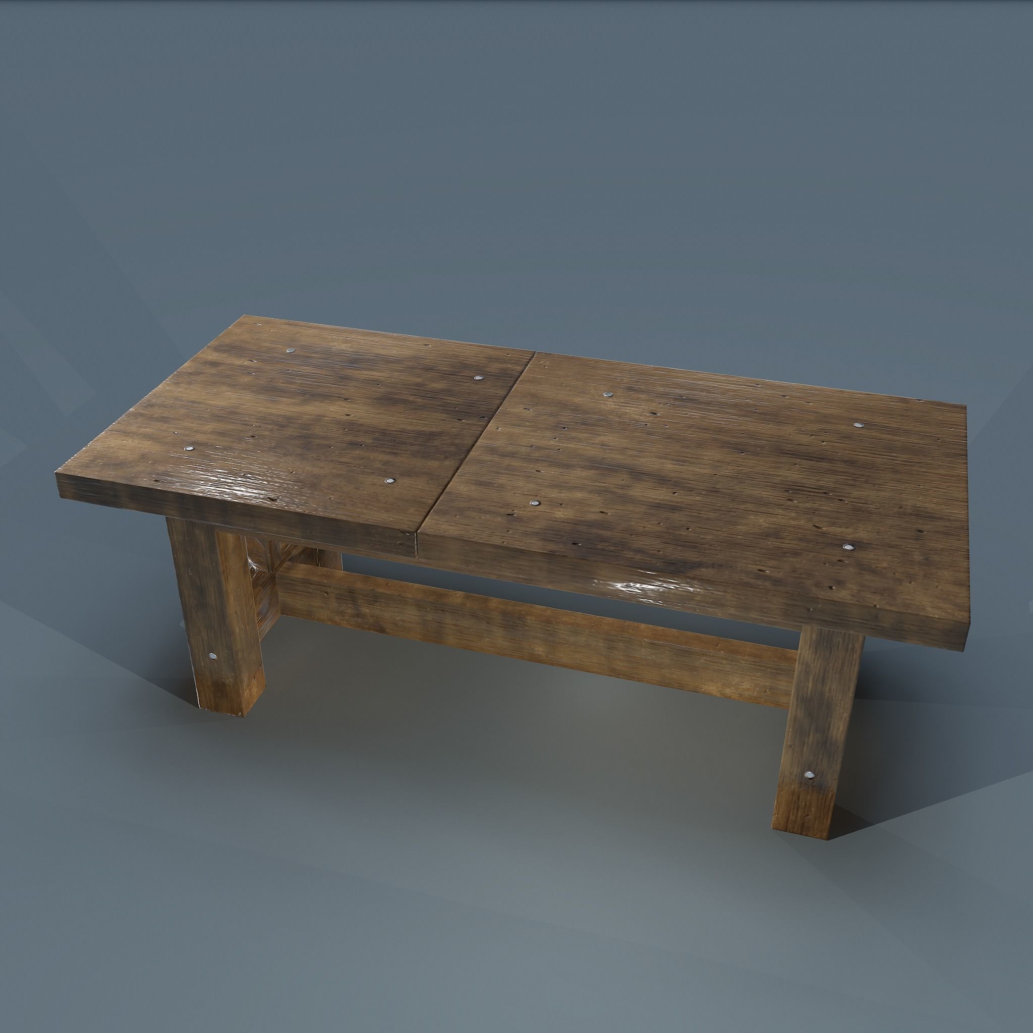 Wooden Table Low-poly 3D model_9