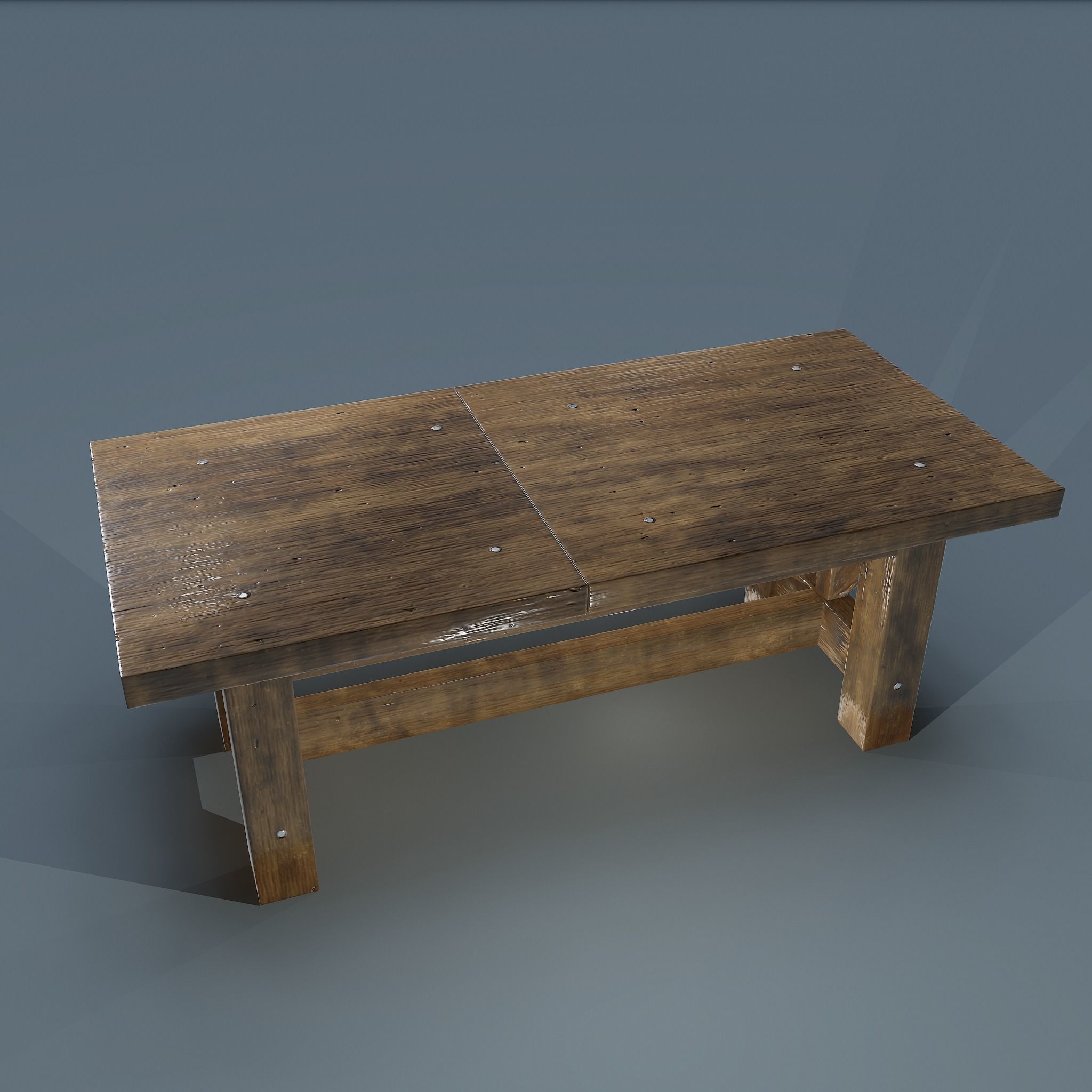 Wooden Table Low-poly 3D model_10