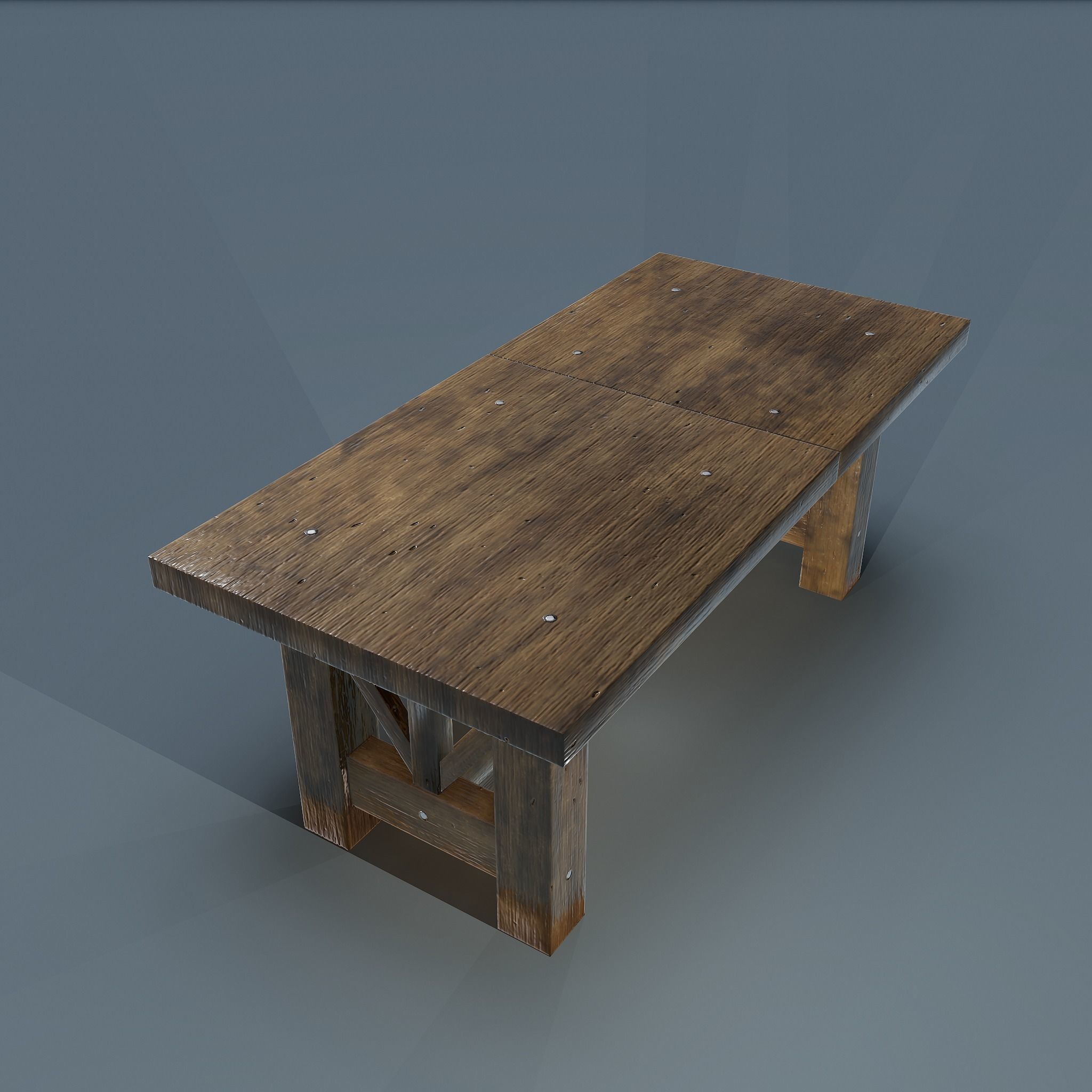 Wooden Table Low-poly 3D model_6