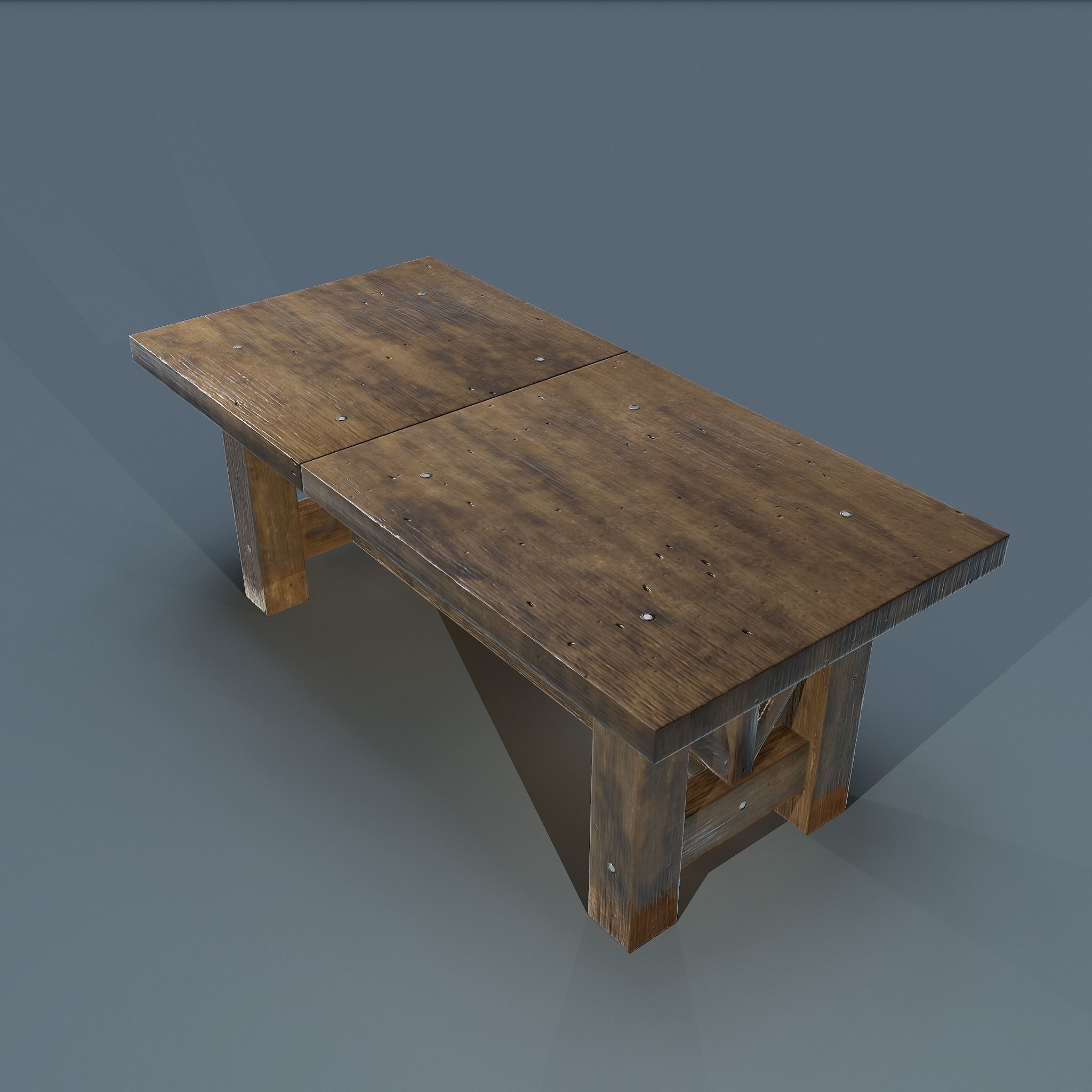 Wooden Table Low-poly 3D model_8