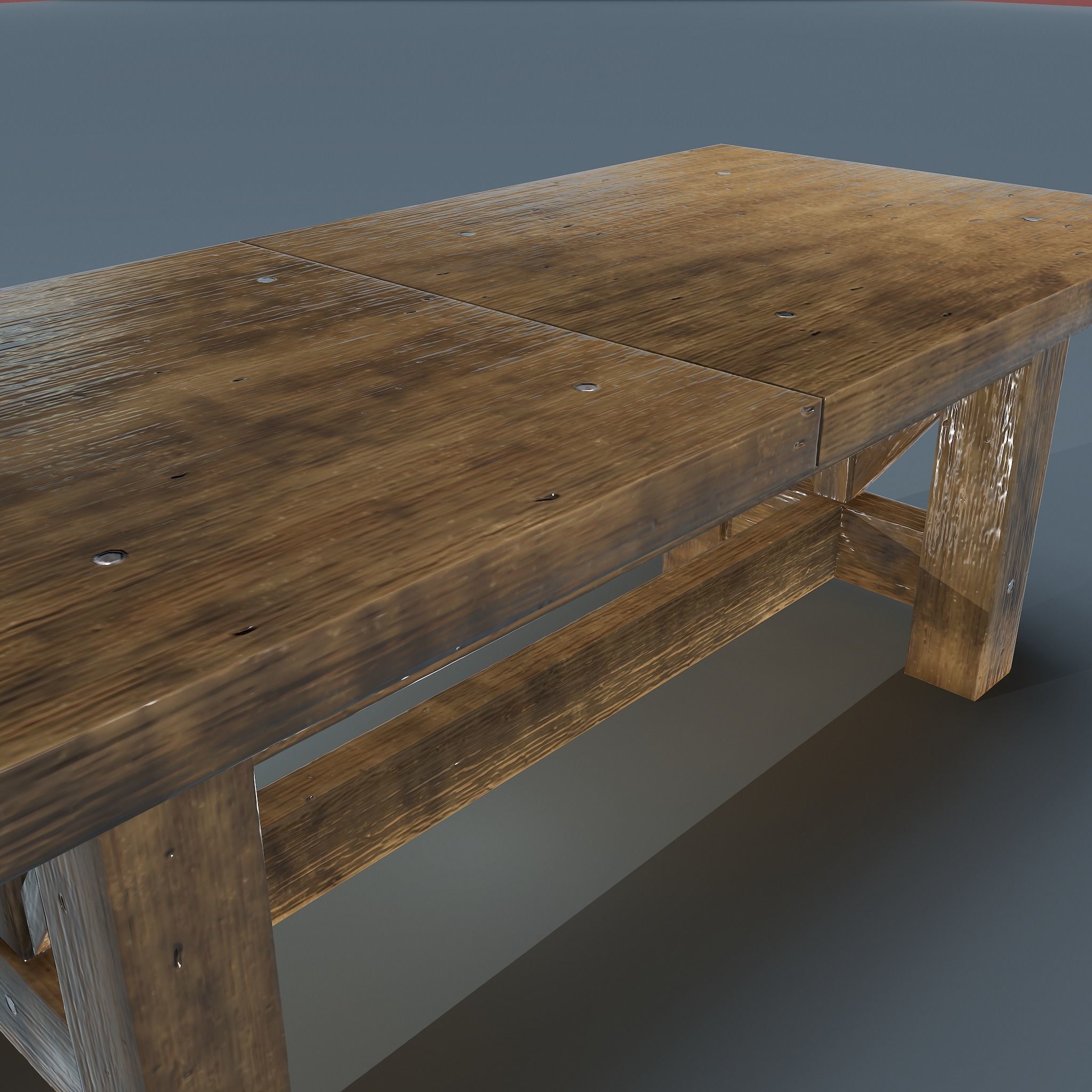 Wooden Table Low-poly 3D model_22