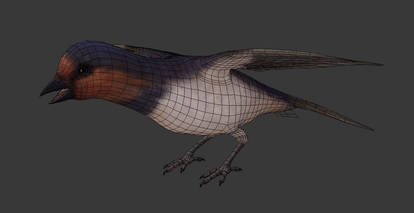 Swallow flying in sky Low-poly 3D model_5