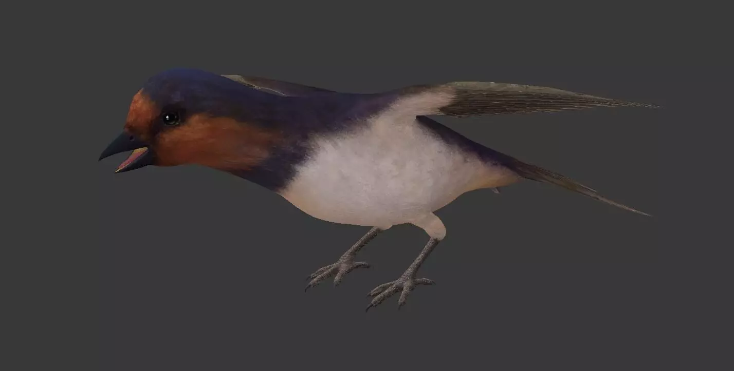 Swallow flying in sky Low-poly 3D model_0