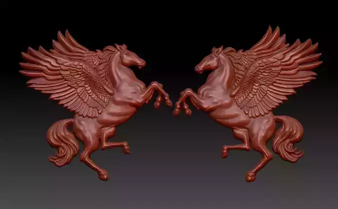 pegasus pair of horses with wings 3D print model