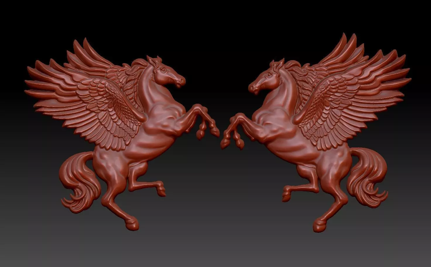 pegasus pair of horses with wings 3D print model