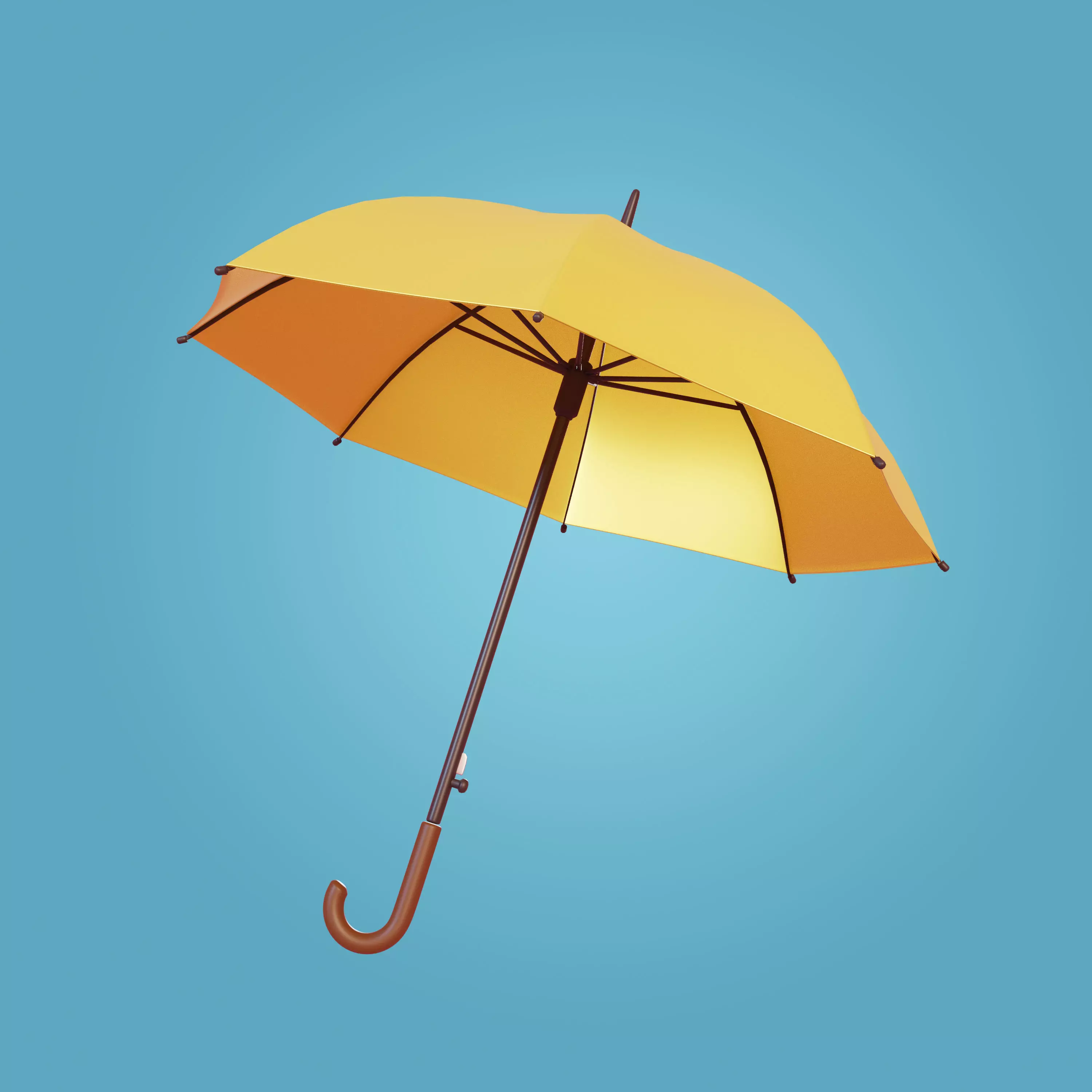 Yellow Umbrella Low-poly 3D model_0