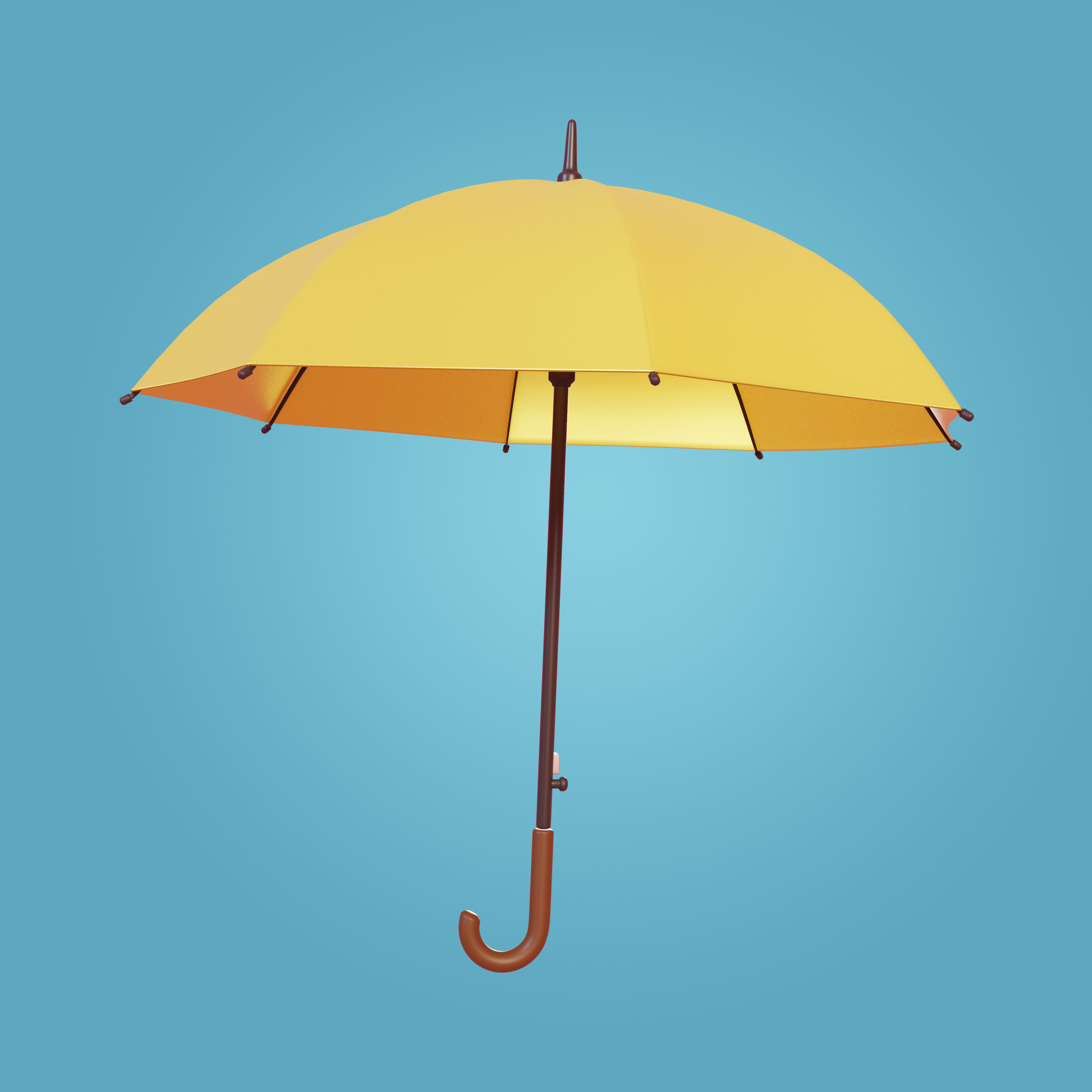 Yellow Umbrella Low-poly 3D model_2
