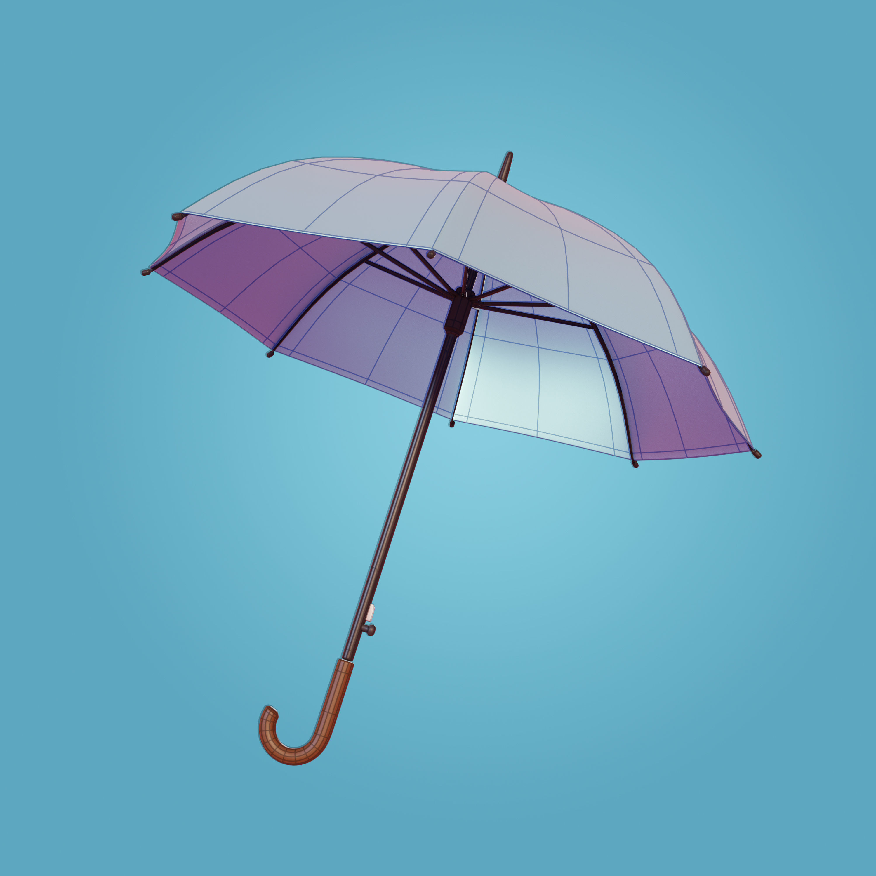 Yellow Umbrella Low-poly 3D model_4