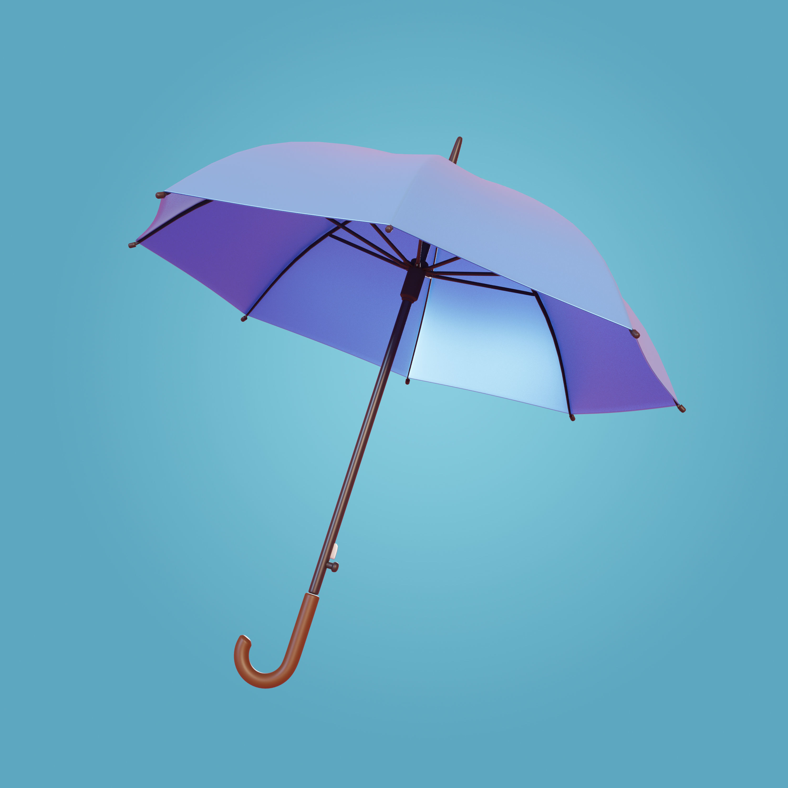 Yellow Umbrella Low-poly 3D model_3