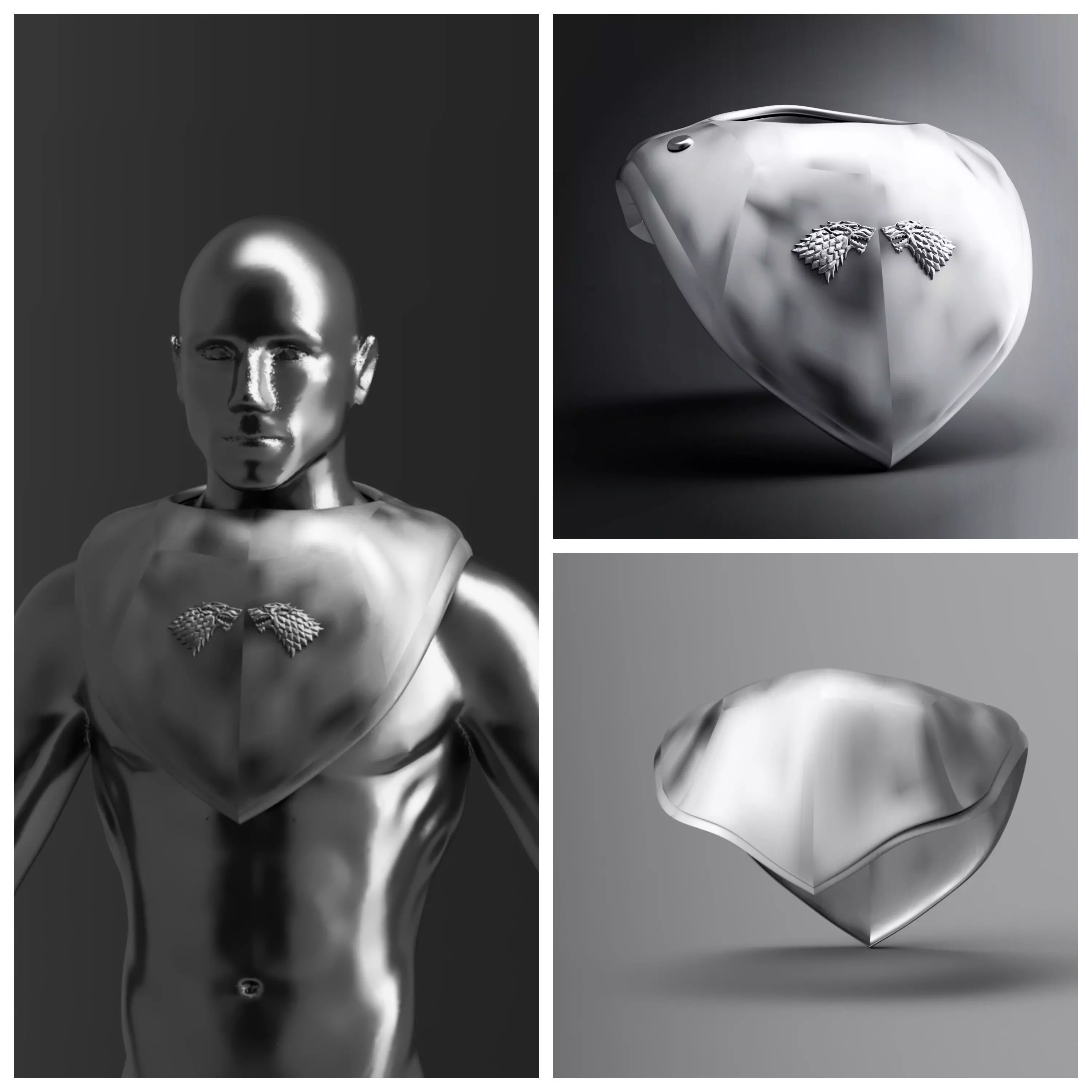 Jon Snow Cosplay costume Stark top armor battle suit GOT 3D print model_0