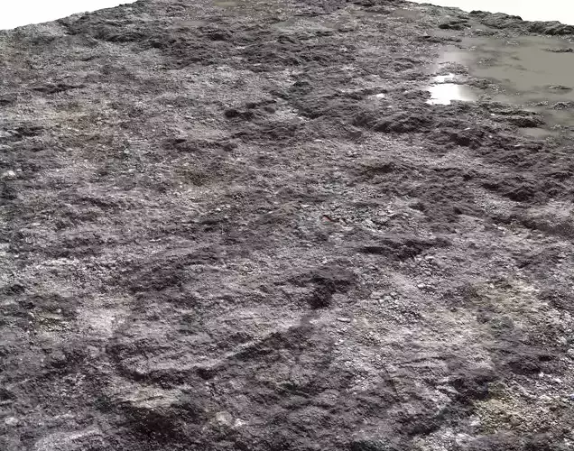 Rocky terrain with puddles and gravel PBR