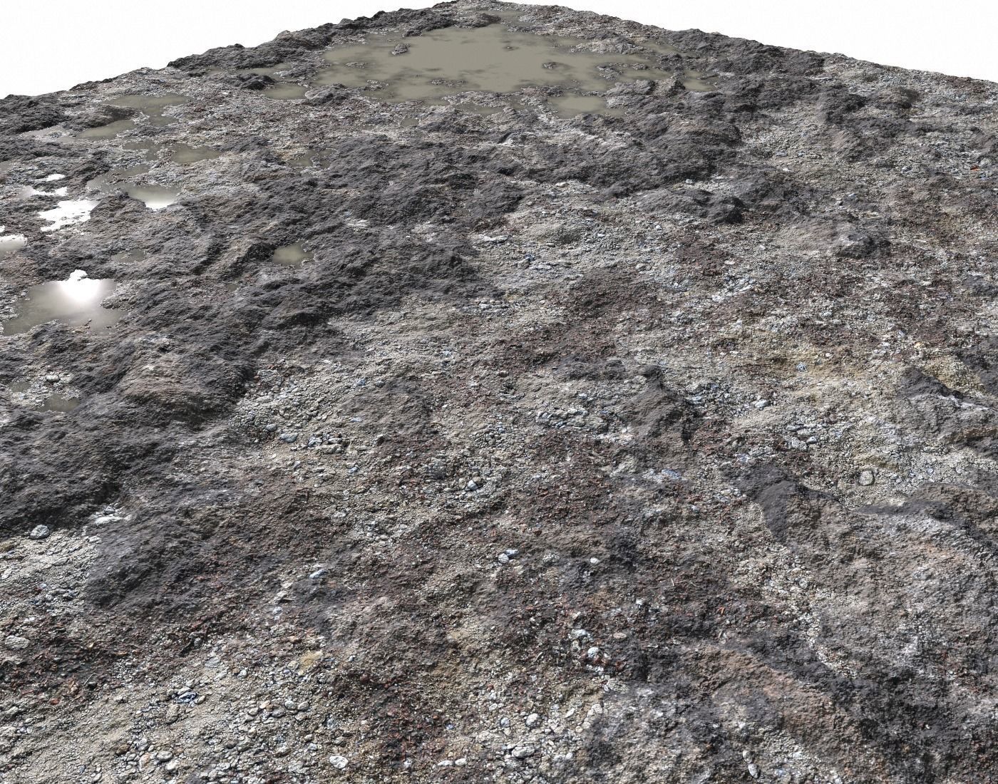 Rocky terrain with puddles and gravel PBR Texture_3