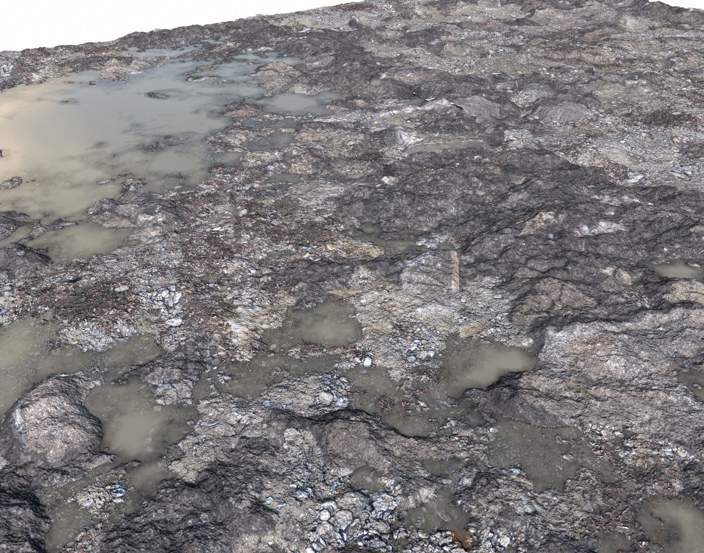 Rocky terrain with puddles and gravel PBR Texture_7