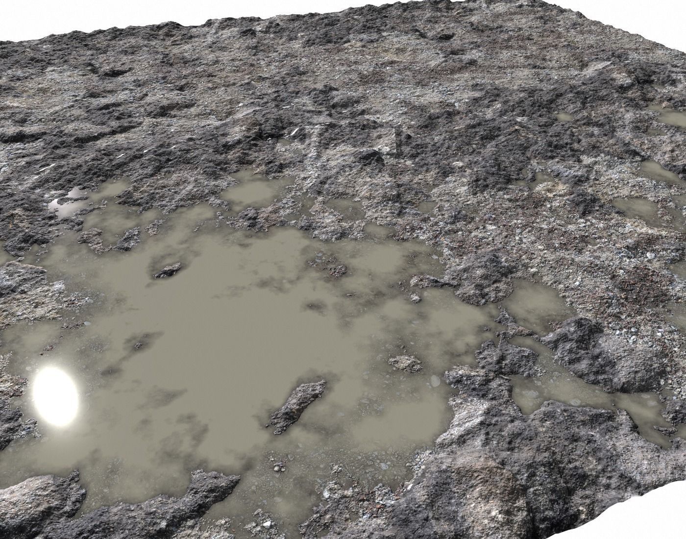 Rocky terrain with puddles and gravel PBR Texture_2