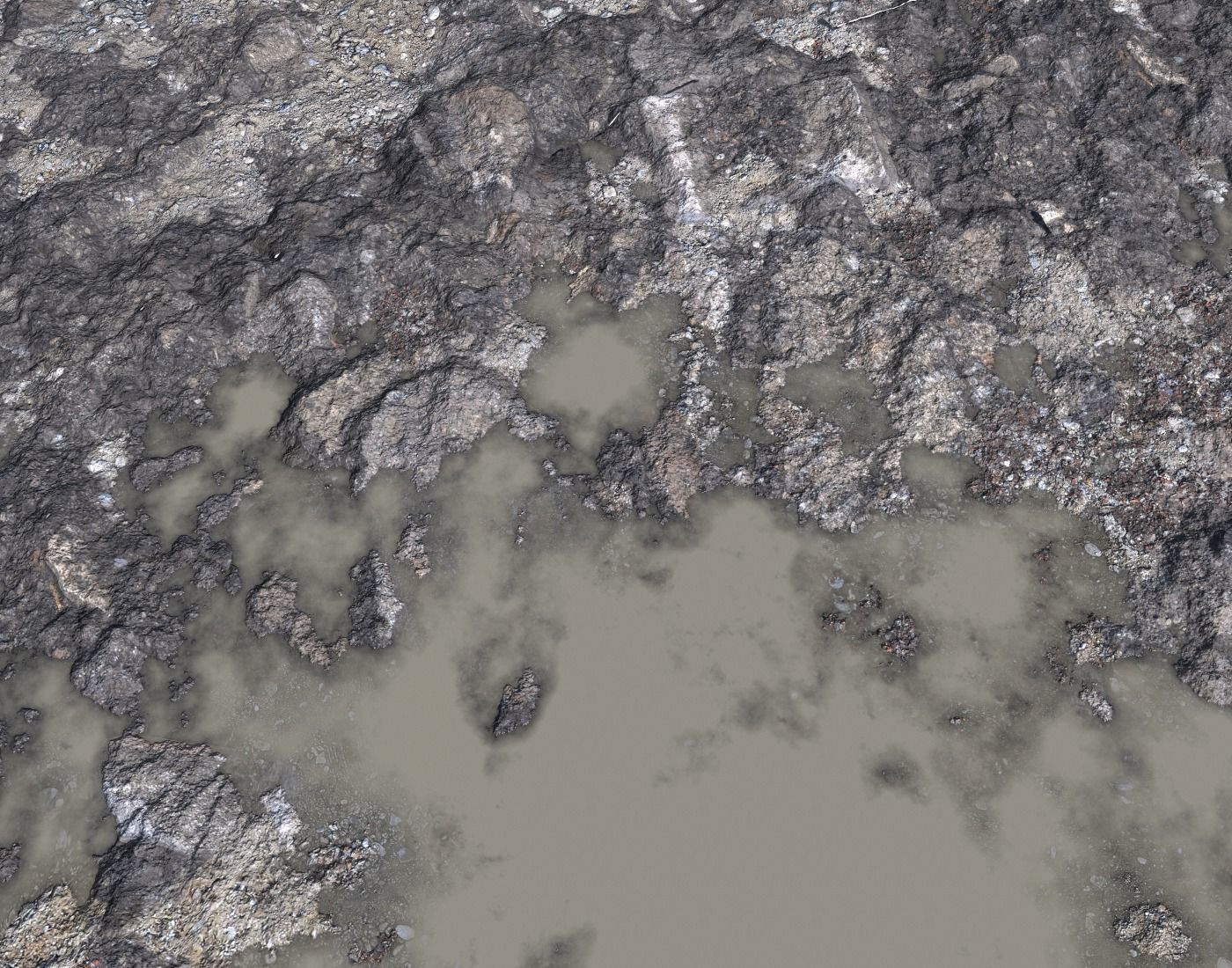 Rocky terrain with puddles and gravel PBR Texture_6