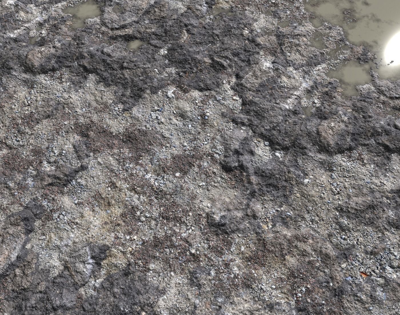 Rocky terrain with puddles and gravel PBR Texture_4