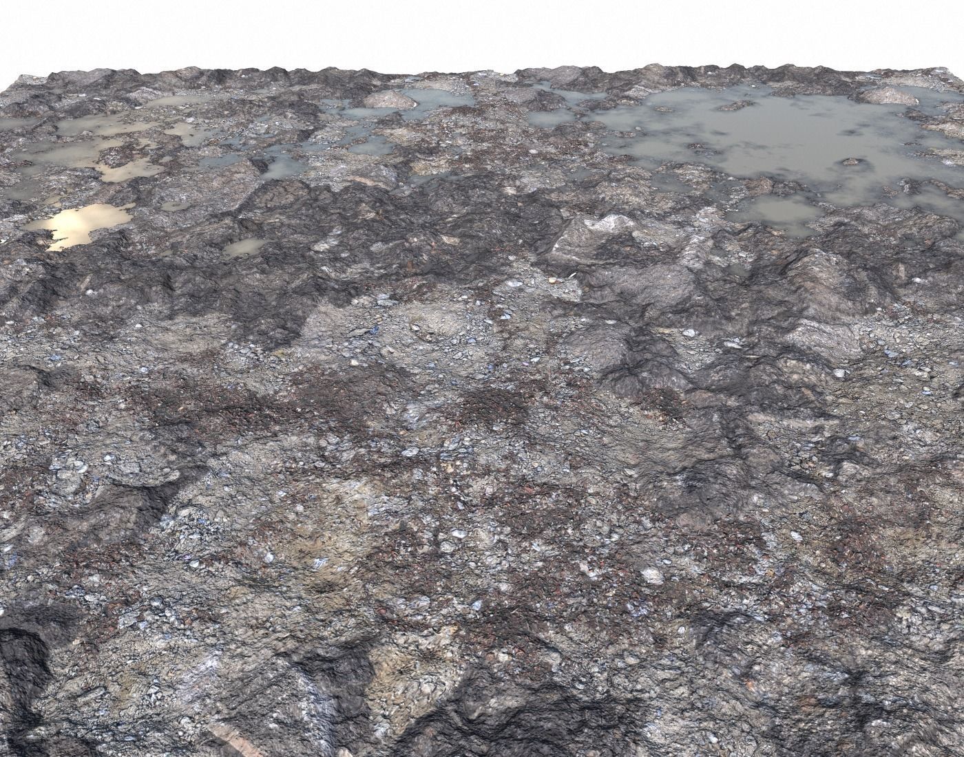 Rocky terrain with puddles and gravel PBR Texture_8