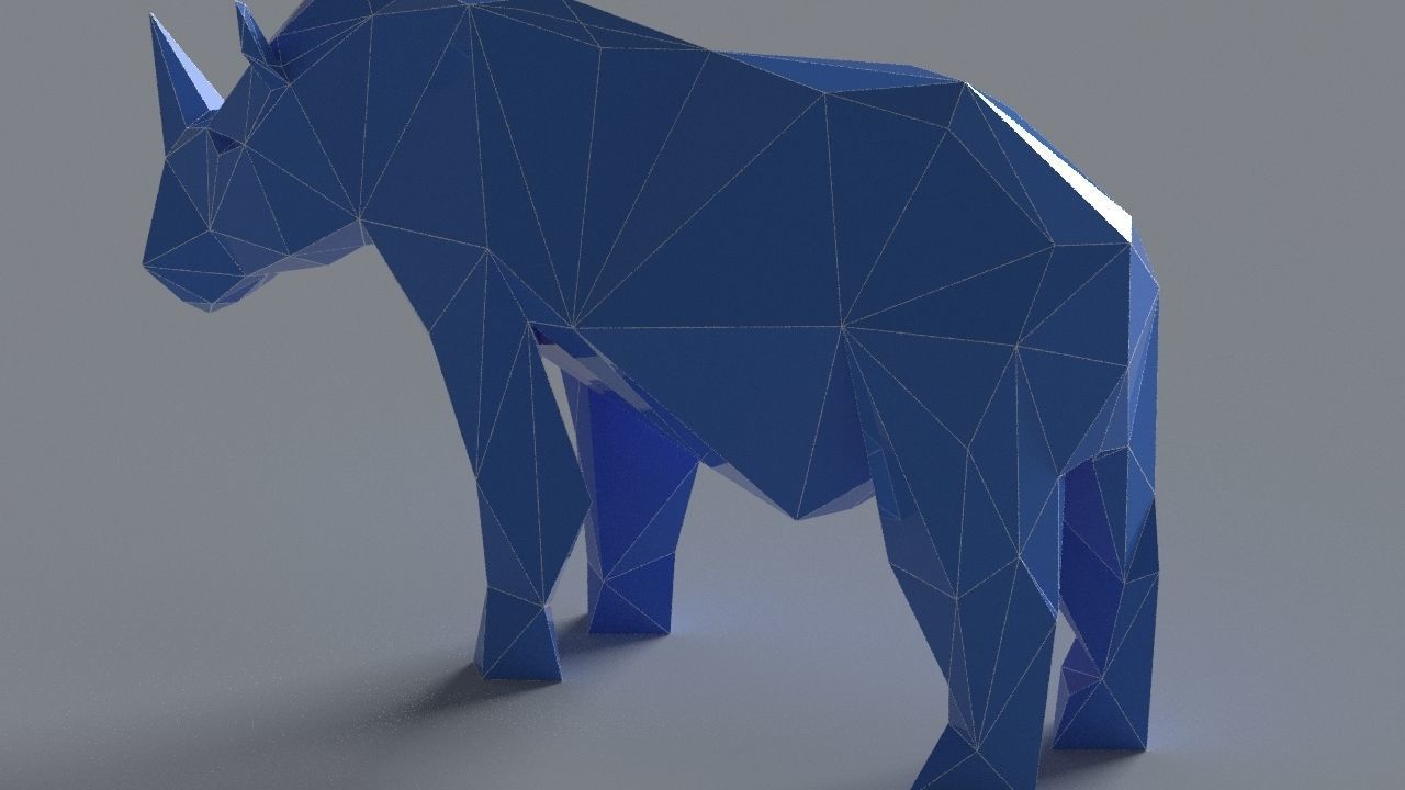 Rhino lowpoly 3D print model polygonal Low-poly 3D model_2