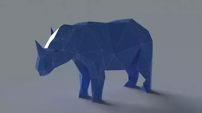 Rhino lowpoly 3D print model polygonal Low-poly 3D model