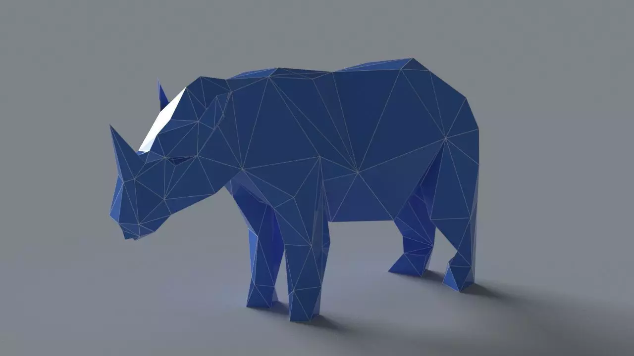 Rhino lowpoly 3D print model polygonal Low-poly 3D model_0