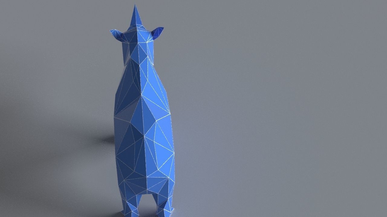 Rhino lowpoly 3D print model polygonal Low-poly 3D model_3