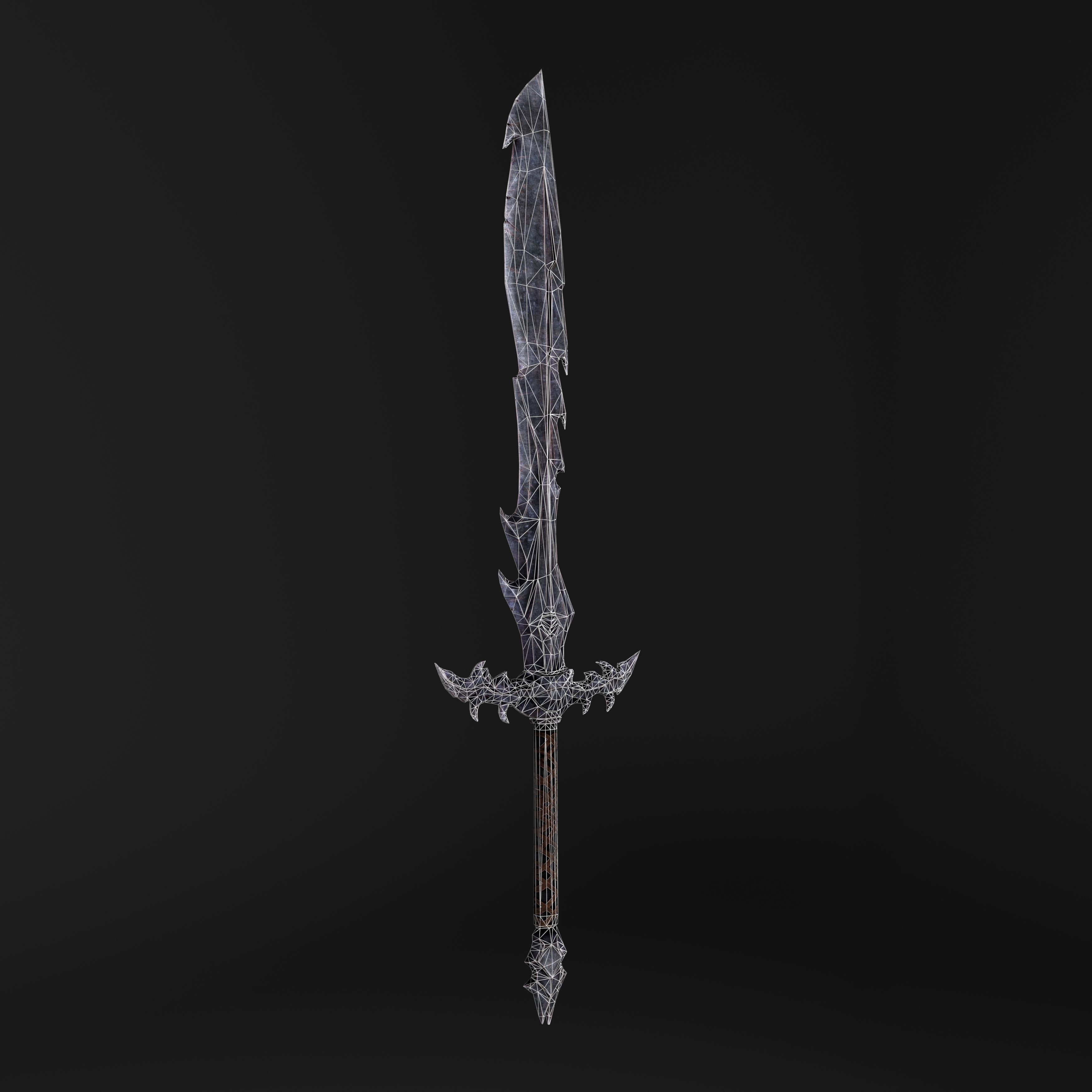 Hook Sword Low-poly 3D model_14