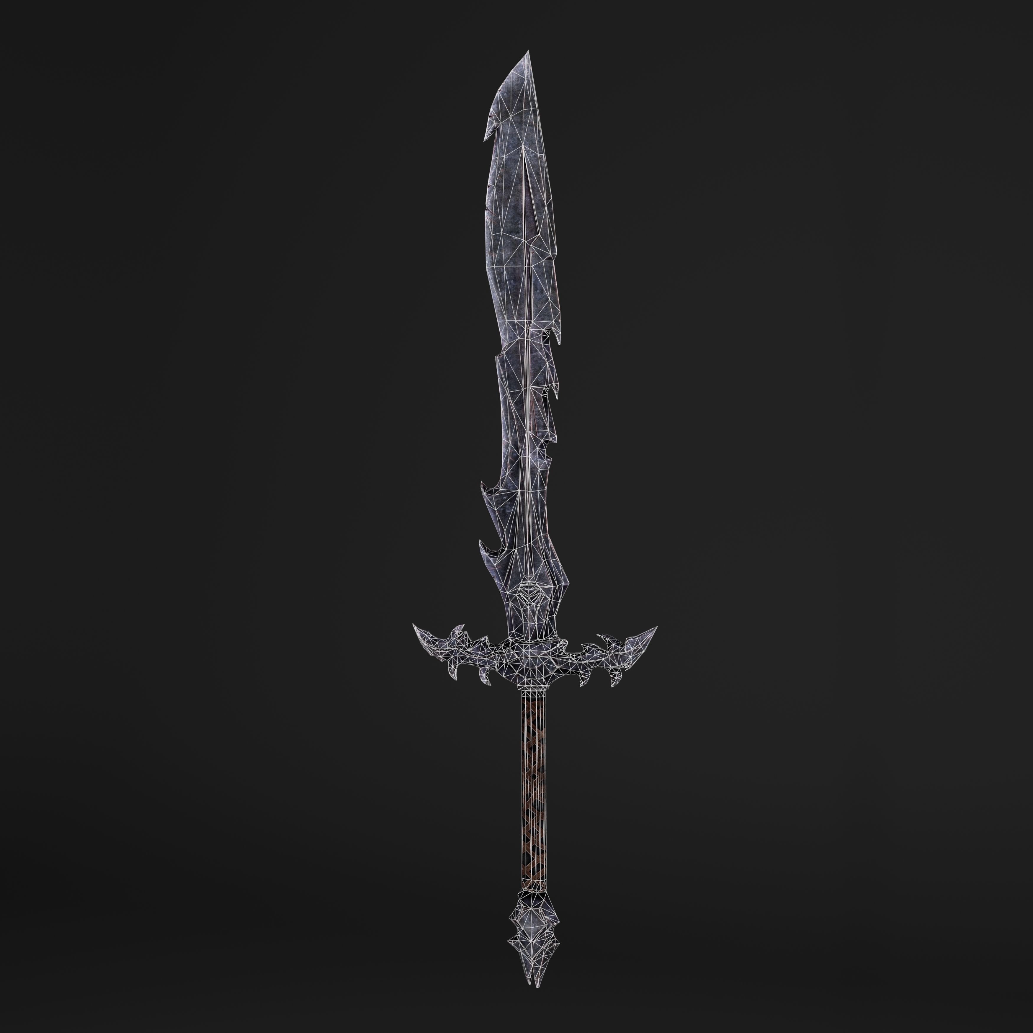Hook Sword Low-poly 3D model_17