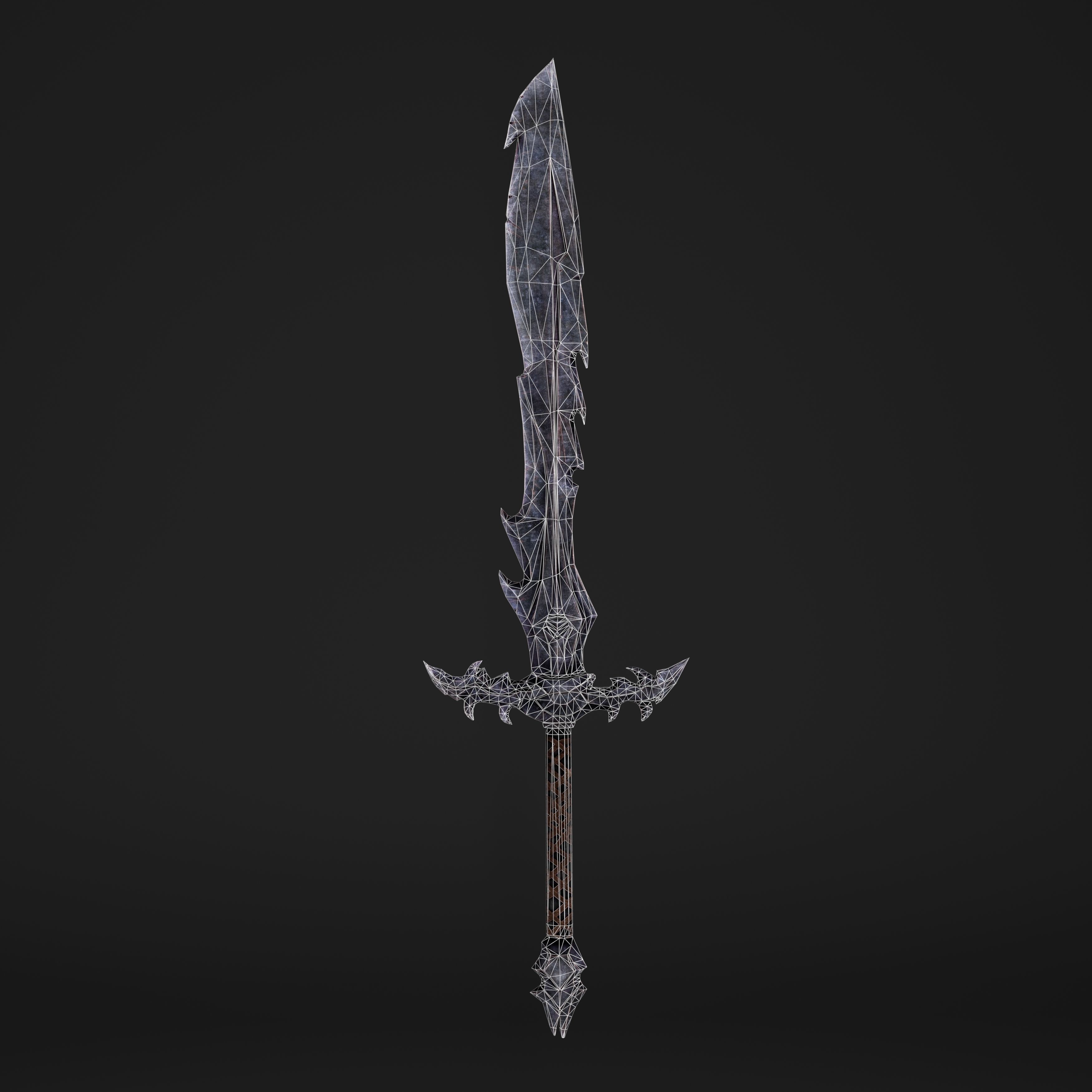 Hook Sword Low-poly 3D model_16