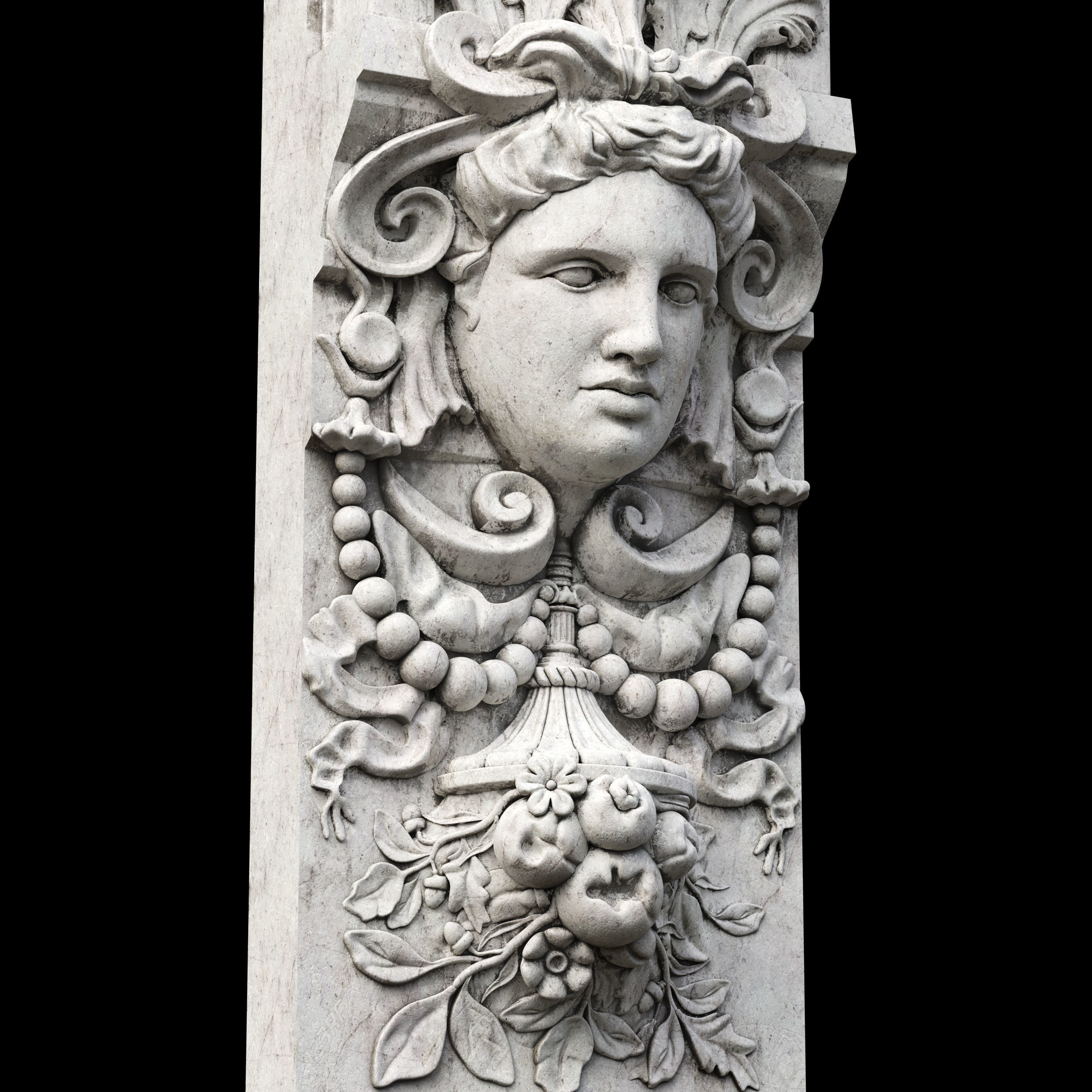 Corbel ornate marble column with face 3D model_2