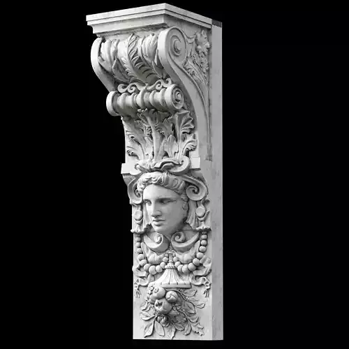 Corbel ornate marble column with face