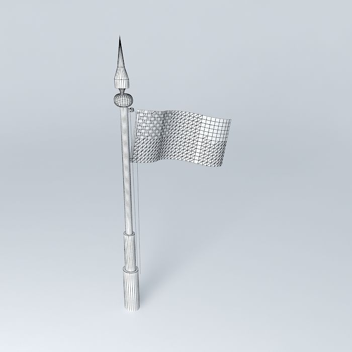 AMERICAN FLAG AND POLE 3D model_3