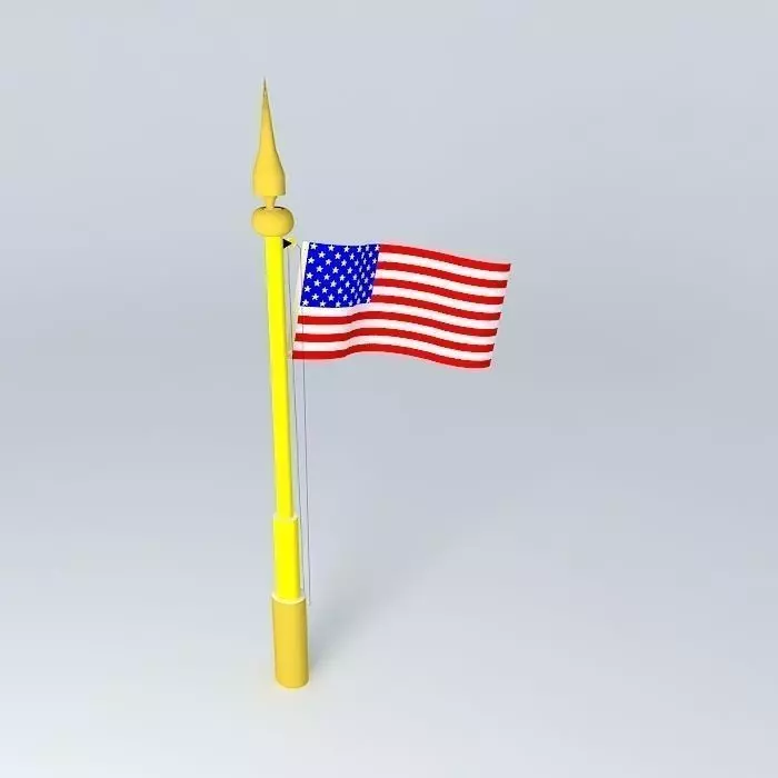 AMERICAN FLAG AND POLE 3D model_0