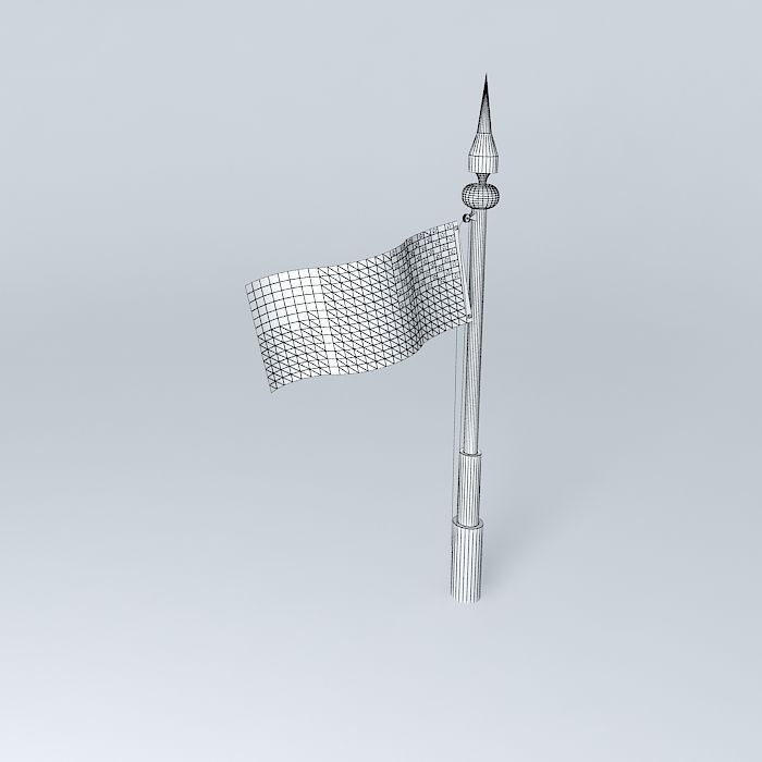 AMERICAN FLAG AND POLE 3D model_4