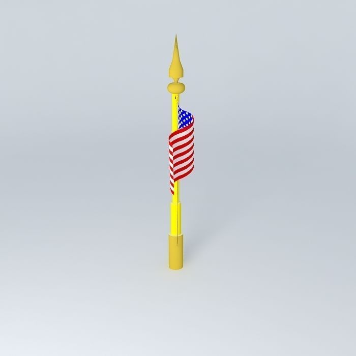 AMERICAN FLAG AND POLE 3D model_2