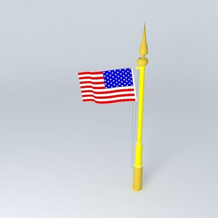 AMERICAN FLAG AND POLE 3D model_1