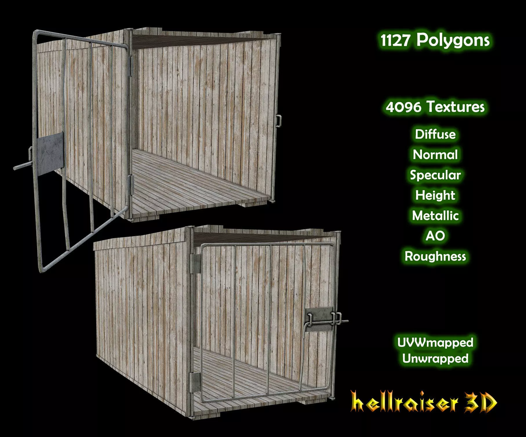 Dog Cage - 2 Models - PBR - Textured Low-poly 3D model_0