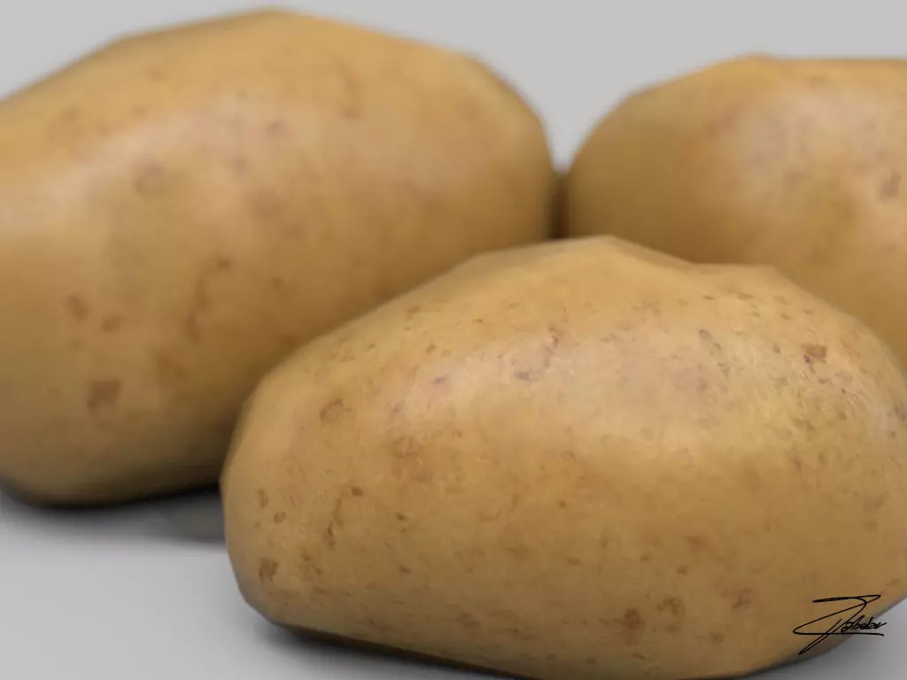 Potato three potatoes Low-poly 3D model