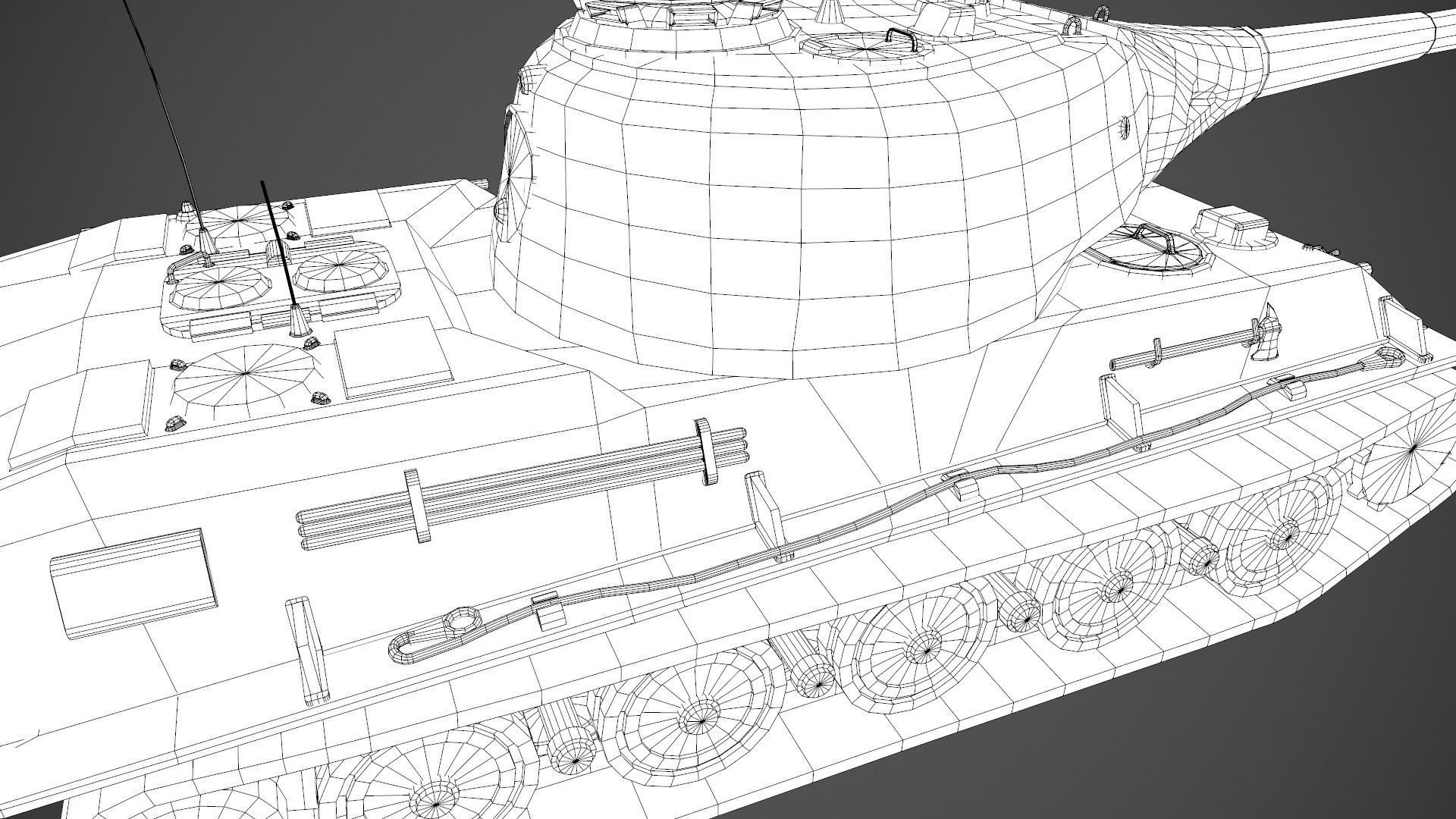 German Panzer VII Lowe Tank Low-poly 3D model_47