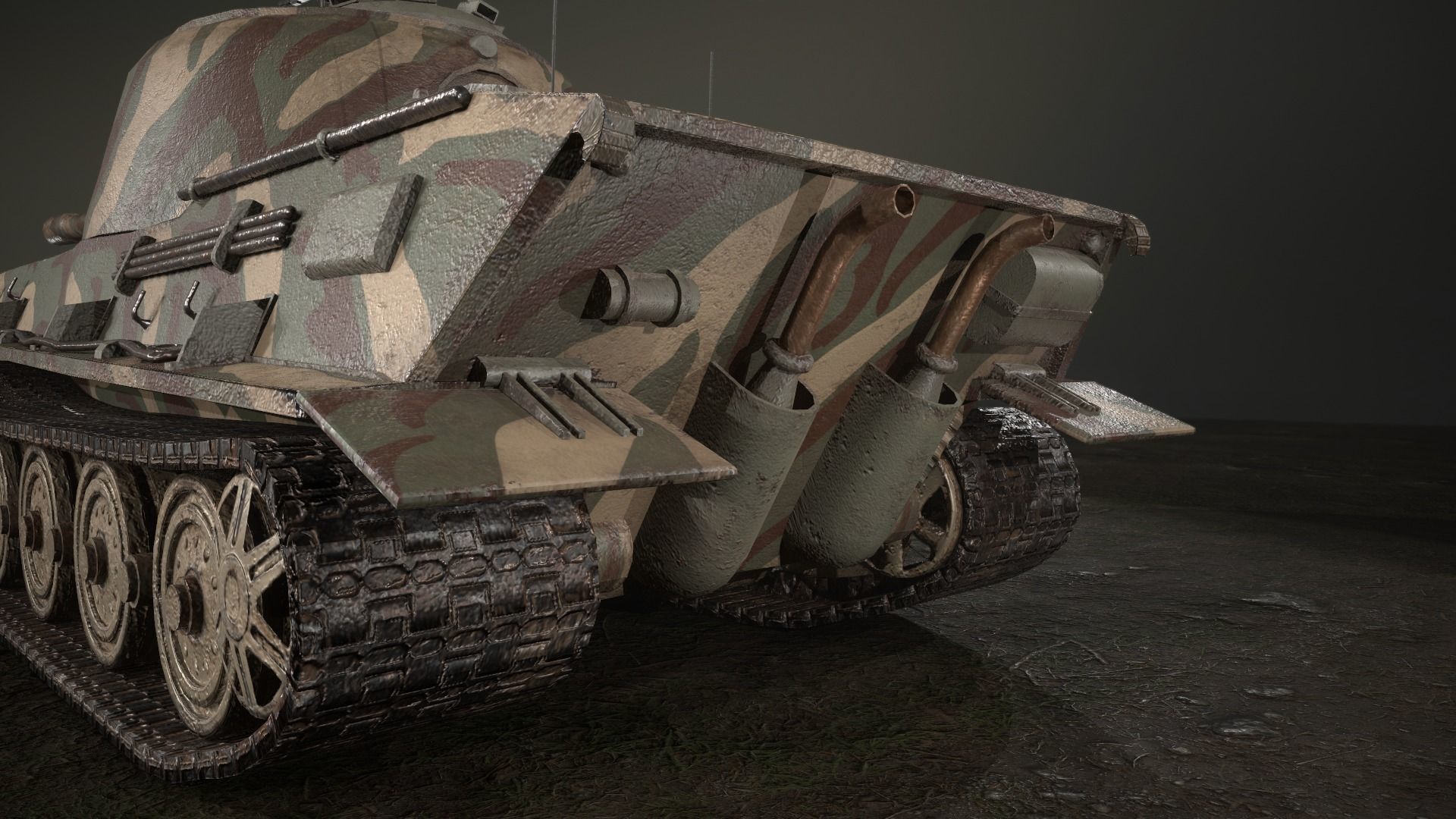 German Panzer VII Lowe Tank Low-poly 3D model_15