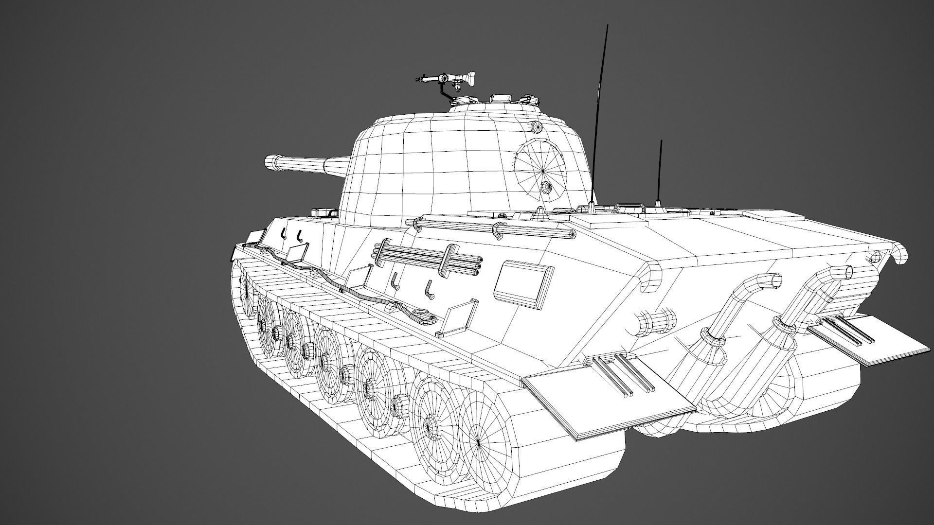 German Panzer VII Lowe Tank Low-poly 3D model_50