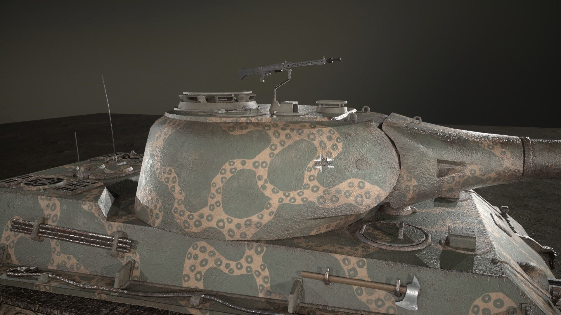 German Panzer VII Lowe Tank Low-poly 3D model_36