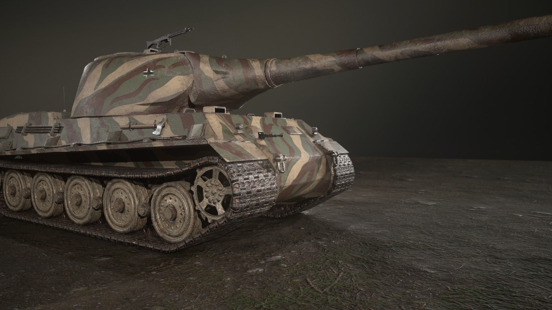 German Panzer VII Lowe Tank Low-poly 3D model_8